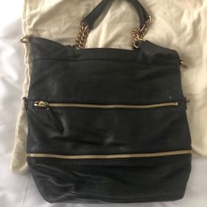 J crew COLLECTION black tote with gold hardware